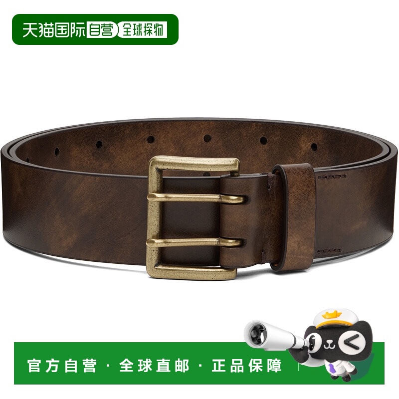 1h可退 香港直邮AURALEE 男士 棕色 Two-Hole Buckle 腰带 A25AB0