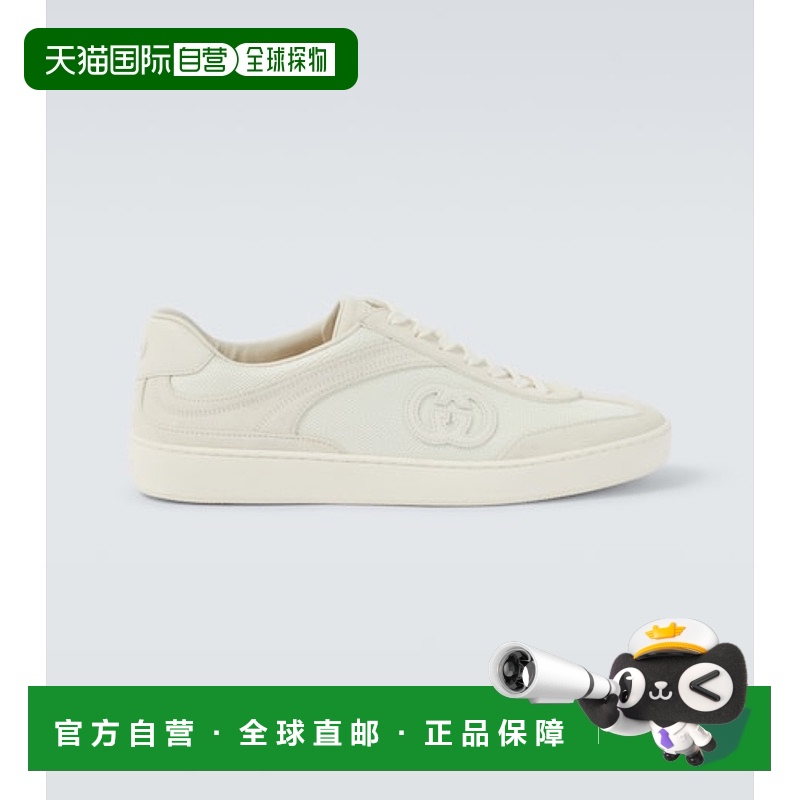 1h可退 香港直邮Gucci 古驰 男士 G75 绒面革帆布运动鞋