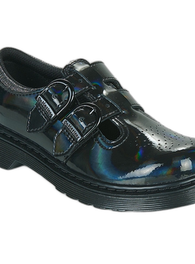 dr. martens 儿童黑色漆面复古平底时尚休闲百搭玛丽珍鞋女童
