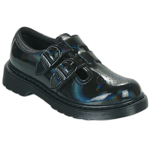 dr. martens 儿童黑色漆面复古平底时尚休闲百搭玛丽珍鞋女童