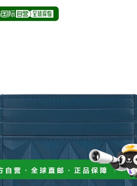 自营欧洲直邮Dupont Apex深蓝色牛皮火焰纹卡包男女通用