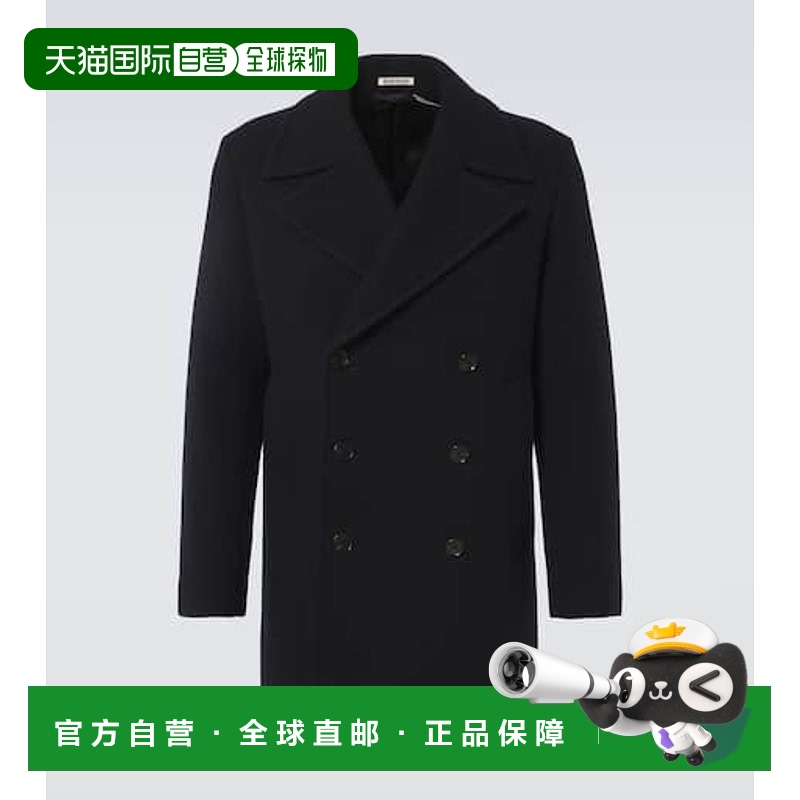 香港直邮AURALEE 男士 羊毛麦尔登呢双排扣大衣 blue蓝色 舒适时