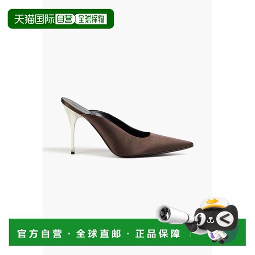 magda butrym 女士 真丝绸缎凉拖 AW24HIGHMULESSATINBROWN