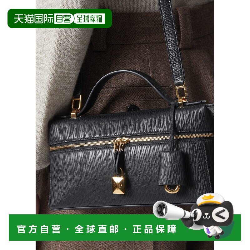 自营欧洲直邮Loro Piana 女士黑色羊皮手提包斜挎包卡包单肩包