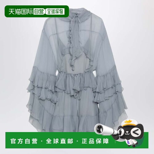 香港直邮Chloe 蔻依 女士 Powder 蓝色真丝薄稠迷你连衣裙 CH26AR