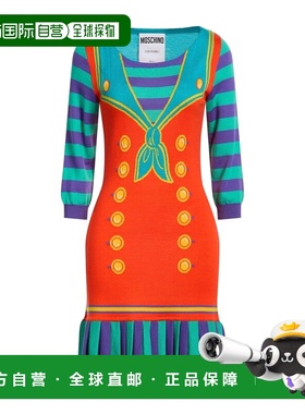 1h可退 香港直邮Moschino 莫斯奇诺 女士 褶裥连衣裙 orange橙色