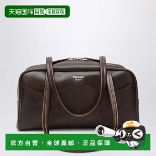 香港直邮Prada 普拉达 女士 Carry Cacao 大号保龄球复古皮革包包