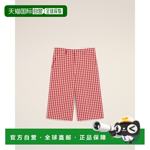 自营欧洲直邮AMI 红色格纹宽版羊毛百慕大短裤