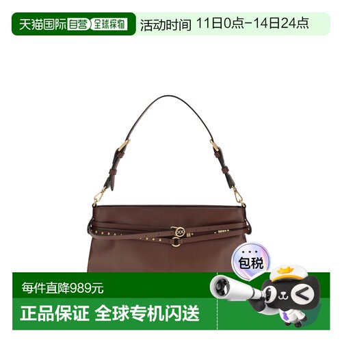 香港直邮Pinko 品高 女士 皮革肩包 106176A0QO brown棕色 舒适时