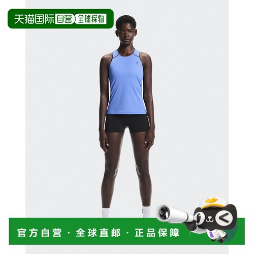 自营欧洲直邮On昂跑 Performance Tank女士蓝色再生聚酯纤维运动