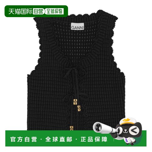 香港直邮Ganni 系带针织上衣 K2541背心 支付后1h可退