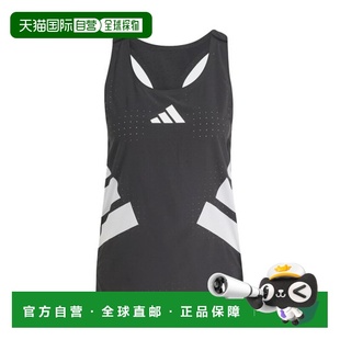 自营欧洲直邮ADIDAS阿迪达斯 ADIZERO女士黑色再生聚酯运动背心