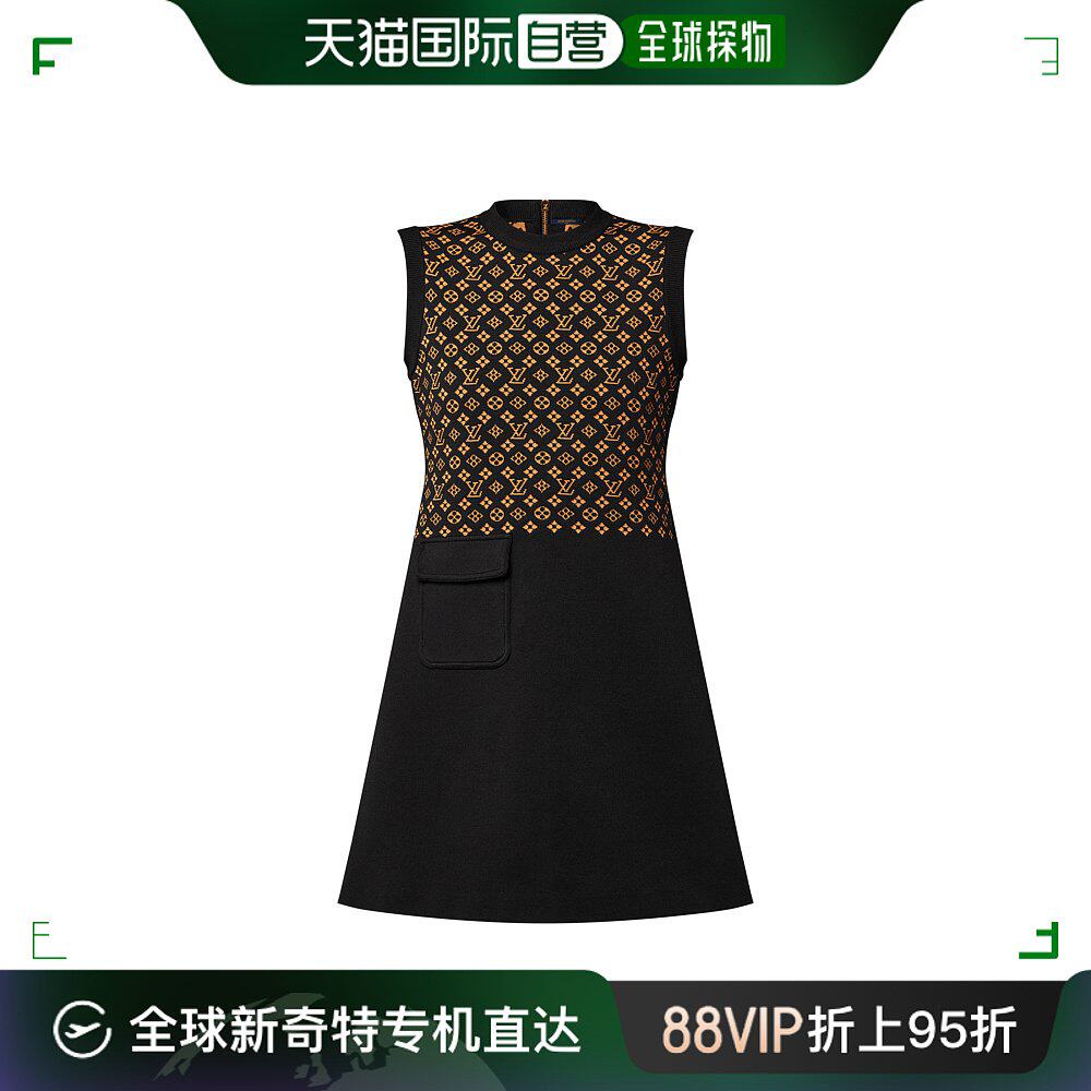 欧洲直邮louis vuitton/路易威登 monogram 提花针织连衣裙真丝