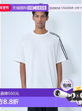 1h可退 香港直邮Y-3 男士 条纹肩棉质T恤 KS9748 white白色 舒适