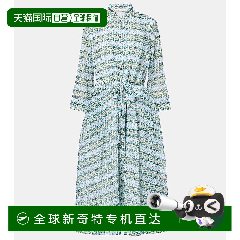 1h可退 香港直邮Tory Burch 托里 伯奇 女士 印花真丝棉质中长连