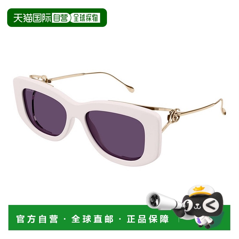 1h可退 香港直邮Gucci 古驰 女士 几何框太阳镜 GG1566S beige米