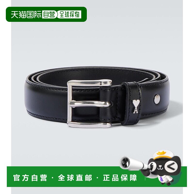 1h可退 香港直邮Ami Paris 男士 Paris 巴黎皮带腰带 black黑色