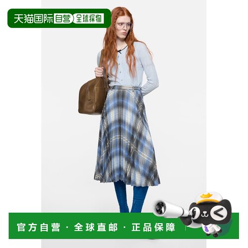 自营欧洲直邮Acne Studios 女士蓝色丝毛混纺系带修身针织开衫
