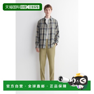 自营欧洲直邮COS 男士橄榄绿亚麻棉混纺修身直筒裤裤子男装