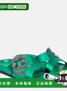 香港直邮MANOLO BLAHNIK 莫罗 伯拉尼克 女士 Chilanghi 精饰绸缎