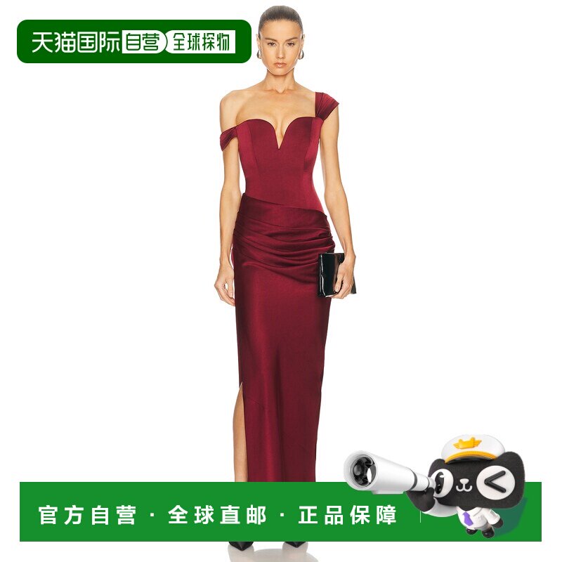 香港直邮ALEX PERRY 女士 露肩长款心形垂褶柱型连衣裙 D1612RE26