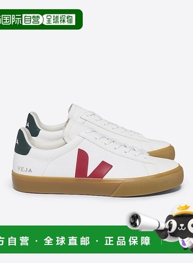 自营欧洲直邮VEJA CAMPO系列白色/自然色/红色皮革V标识运动鞋 男
