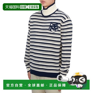 1h可退 香港直邮MAISON KITSUNE 男士 高领条纹毛衣 NM00803KM032