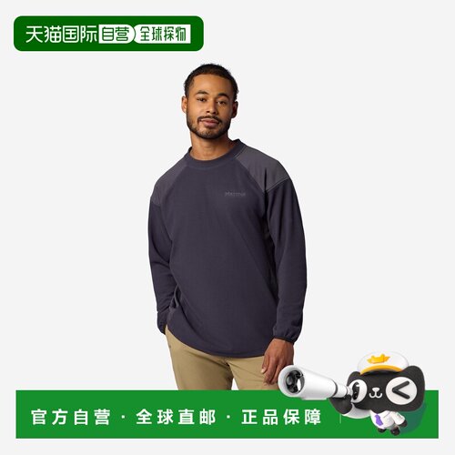 自营欧洲直邮Marmot土拨鼠 Rockbound男士炭黑色再生抓绒套头衫