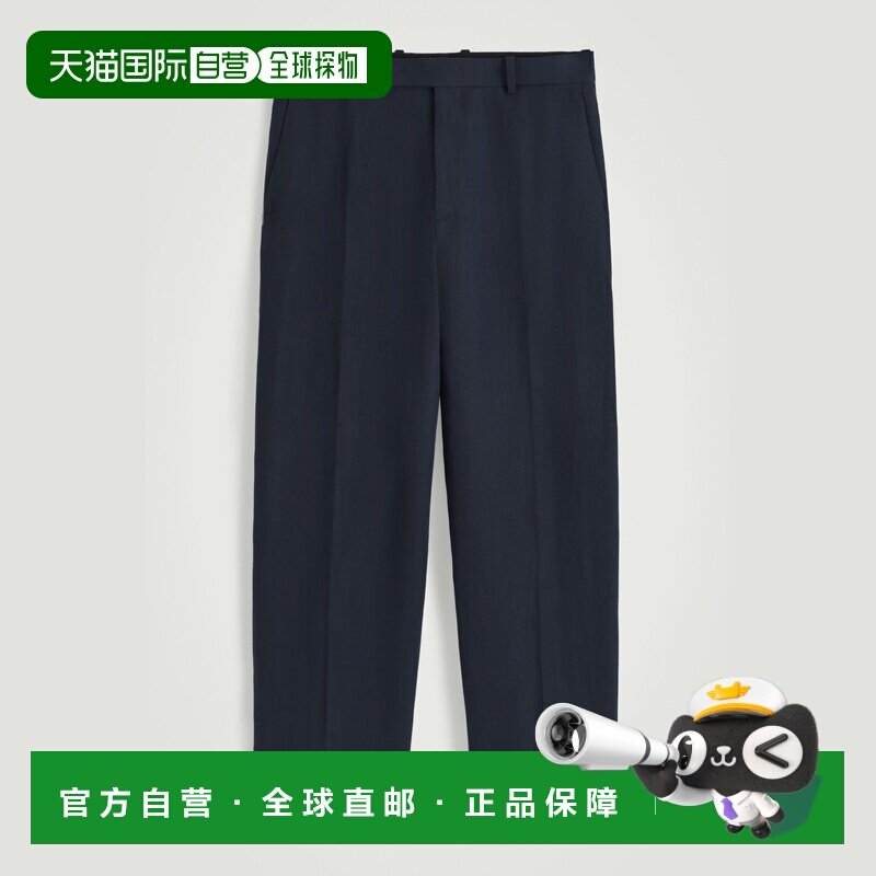 自营欧洲直邮COS 男士蓝色亚麻休闲直筒裤裤子休闲裤图片