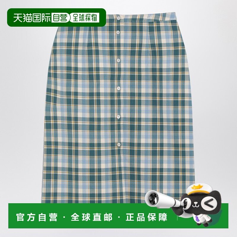 1h可退 香港直邮Prada 普拉达 女士 OTTANIO 格纹图案铅笔半身裙,女装/女士精品,半身裙,淘宝优惠券,粉丝福利购,淘宝优惠卷