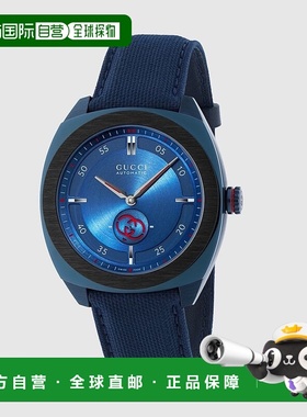 自营欧洲直邮Gucci古驰男士蓝色橡胶Interlocking 41毫米腕表