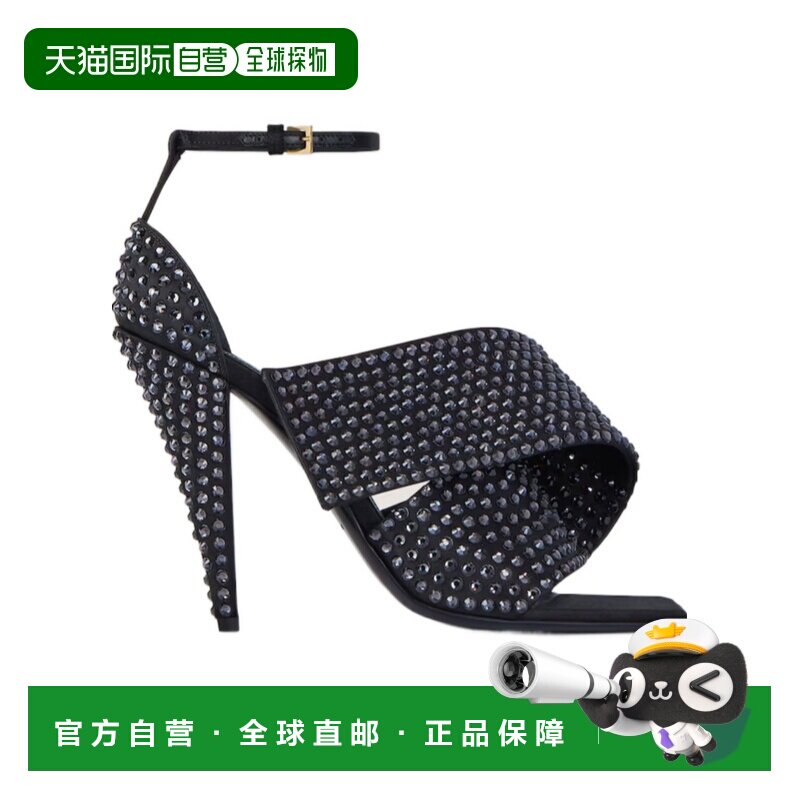 1h可退 香港直邮Givenchy 缎面镶钻方形切边高跟凉鞋 BE30A6E2FU图片