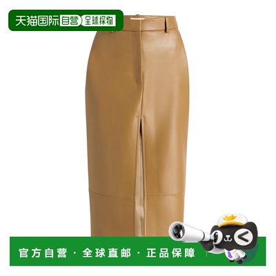 美国直邮KHAITE 女士 Anden Plonge 皮革中长半身裙直筒裙