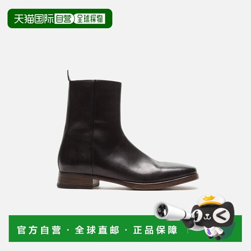 自营欧洲直邮Acne Studios 男士黑色皮革方头切尔西靴短靴男靴