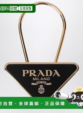1h可退 香港直邮Prada 普拉达 女士 搪瓷金属钥匙扣(黑/金) 1PS06