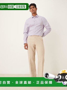 香港直邮ASOS 男士 设计正装舒适熨平府绸常规淡紫色衬衫