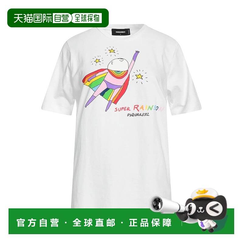 1h可退 香港直邮Dsquared2 二次方 女士 T恤 white白色 舒适时尚