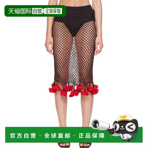 1h可退 香港直邮alaia 女士 棕色 Floral Crochet 半身裙 AA9J259