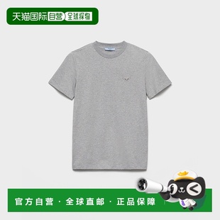 T恤针织上衣女装 自营欧洲直邮Prada普拉达 女士灰色棉圆领短袖