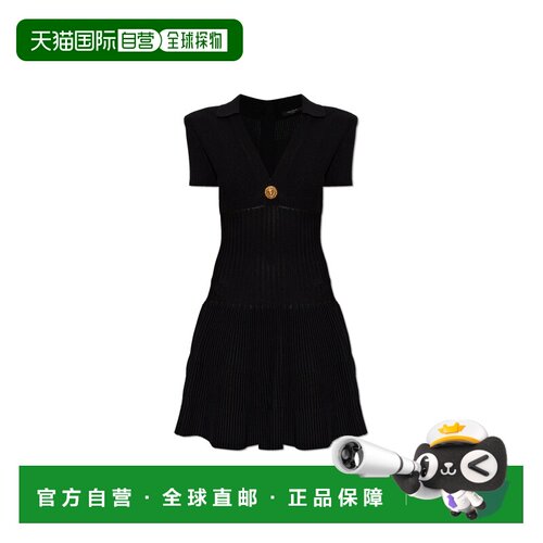 香港直邮BALMAIN 女士连衣裙 GF1R7153KJ300PA SS2026 黑色 Balma