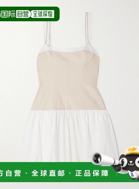 1h可退 香港直邮Simkhai 女士 Fifi 亚麻混纺褶皱棉混纺府绸迷你