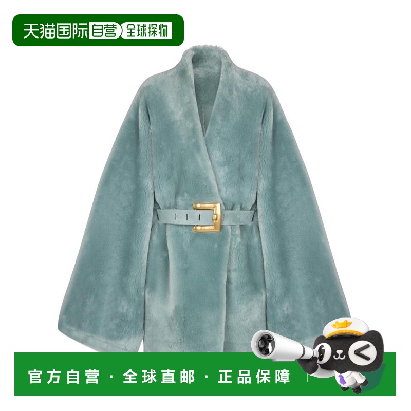 香港直邮Balmain 羊毛皮系带大衣 FF0UD266LE13