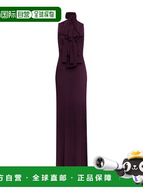 香港直邮Alaia 针织蝴蝶结连衣裙 AA9R2793J070B修身长款高领长裙