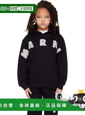 1h可退 香港直邮Marni 玛尼 女童 黑色徽标贴花儿童连帽衫童装 M0