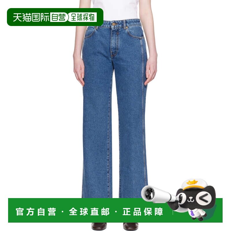 香港直邮Balmain 巴尔曼 女士 蓝色 Straight 牛仔裤 HF1MI052DG0