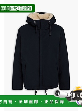 香港直邮Sandro 男士 皮毛饰边棉质连帽大衣 SHPBL01045MARINE