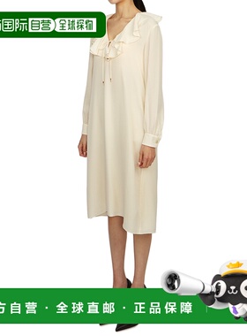 1h可退 香港直邮Celine 思琳 女士 SABLÉ JABOT 长袖连衣裙 2R62K