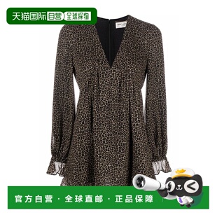 香港直邮Saint Laurent 豹纹印花连衣裙 682087Y871T