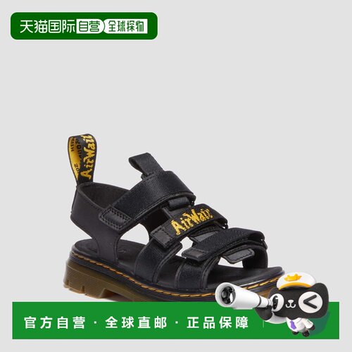 欧洲直邮DrMartens马丁大夫 Callan儿童黑色Extra Tough皮革凉鞋