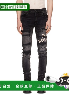 1h可退 香港直邮AMIRI 男士 黑色 Hollywood Repaired 牛仔裤 AMD